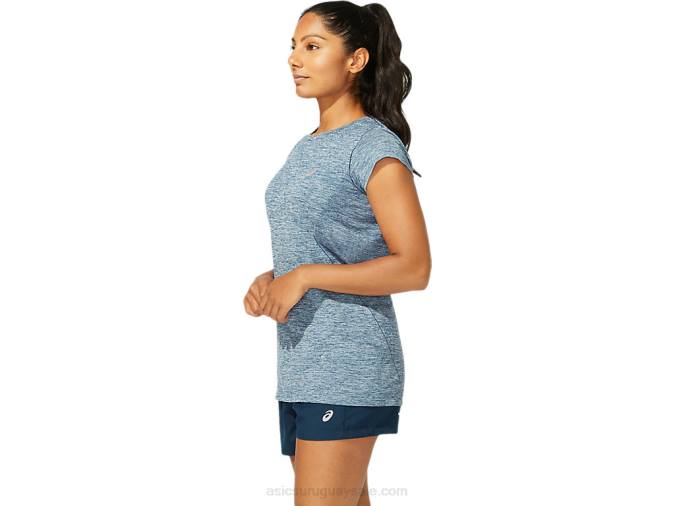 Asics camiseta de manga corta sin costuras mujer azul francés estilo y comodidad - Image 3