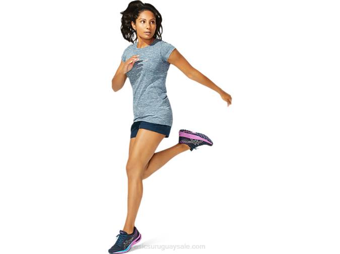 Asics camiseta de manga corta sin costuras mujer azul francés estilo y comodidad - Image 4