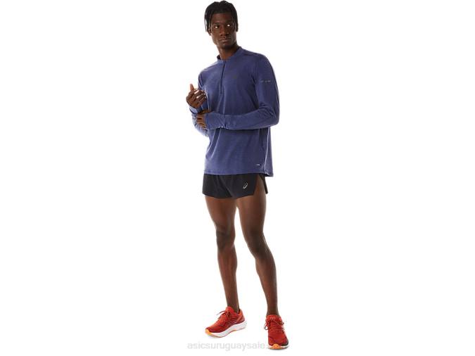 Asics camiseta de manga larga cremallera media para hombre azul índigo - Image 3