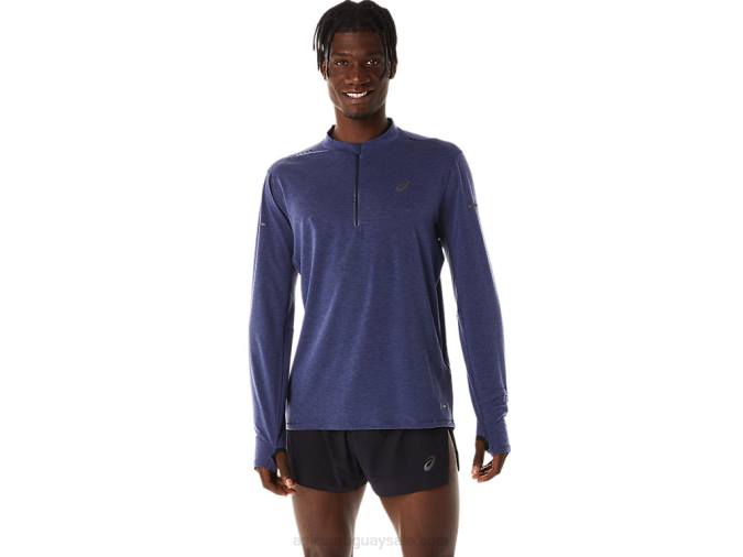 Asics camiseta de manga larga cremallera media para hombre azul índigo - Image 1