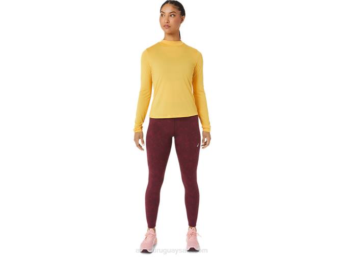 Asics camiseta de manga larga cuello simulado tigre amarillo para mujer - Image 3