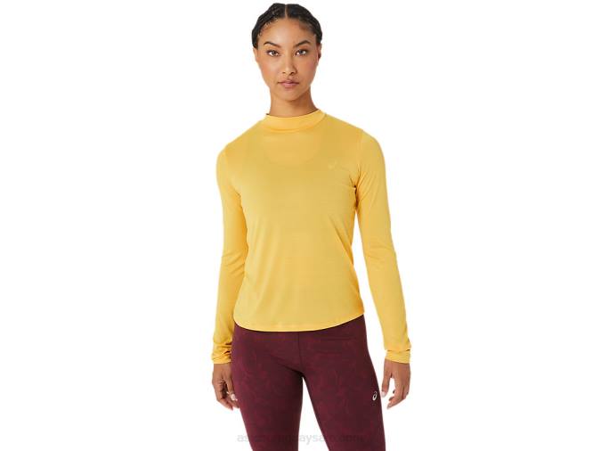 Asics camiseta de manga larga cuello simulado tigre amarillo para mujer - Image 1