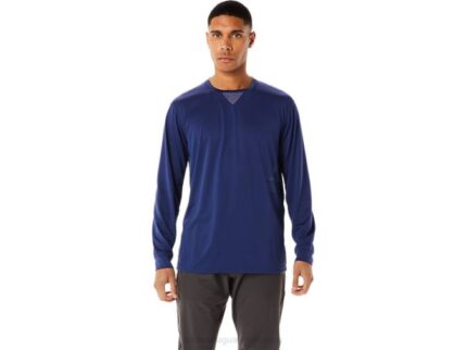 Asics camiseta de manga larga jacquard actibreeze océano profundo