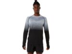 Asics camiseta de manga larga sin costuras hombre negro rendimiento gris