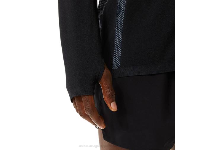Asics camiseta de manga larga sin costuras hombre negro rendimiento gris - Image 4
