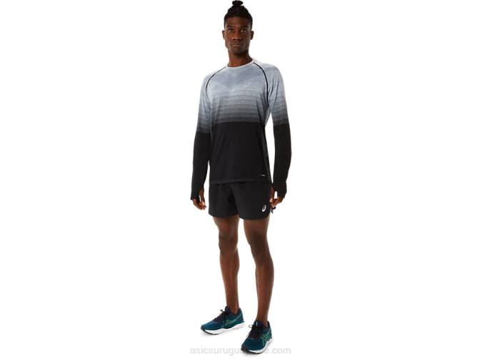 Asics camiseta de manga larga sin costuras hombre negro rendimiento gris - Image 5