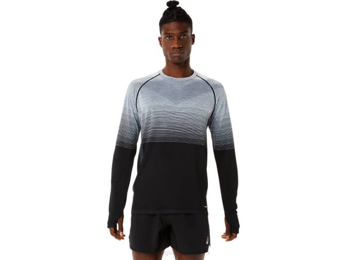 Asics camiseta de manga larga sin costuras hombre negro rendimiento gris - Image 1