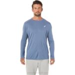 Asics camiseta de manga larga tormenta azul para hombre