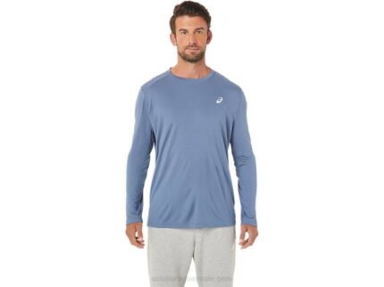 Asics camiseta de manga larga tormenta azul para hombre