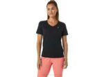 Asics camiseta de mujer cuello en v rendimiento negro gris carbón