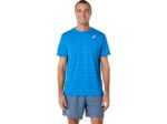 Asics camiseta de rayas azul para hombre estilo moderno