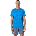 Asics camiseta de rayas azul para hombre estilo moderno