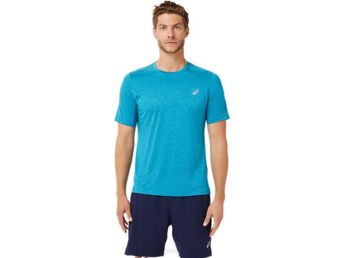 Asics camiseta de rendimiento manga corta hombre azul turquesa - Image 1