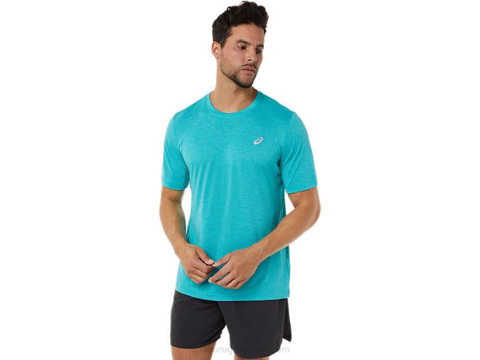 Asics camiseta de rendimiento manga corta hombre tecno cian - Image 1