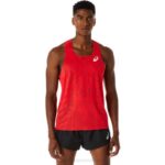 Asics camiseta de tirantes jacquard actibreeze rojo electrico para hombre