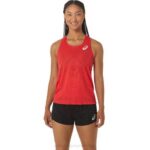 Asics camiseta de tirantes jacquard actibreeze rojo electrico para mujer