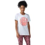 Asics camiseta gráfica fuerte 92 mujer blanco coral brillante
