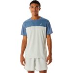 Asics camiseta manga corta hombre azul acero salvia claro rendimiento deportivo
