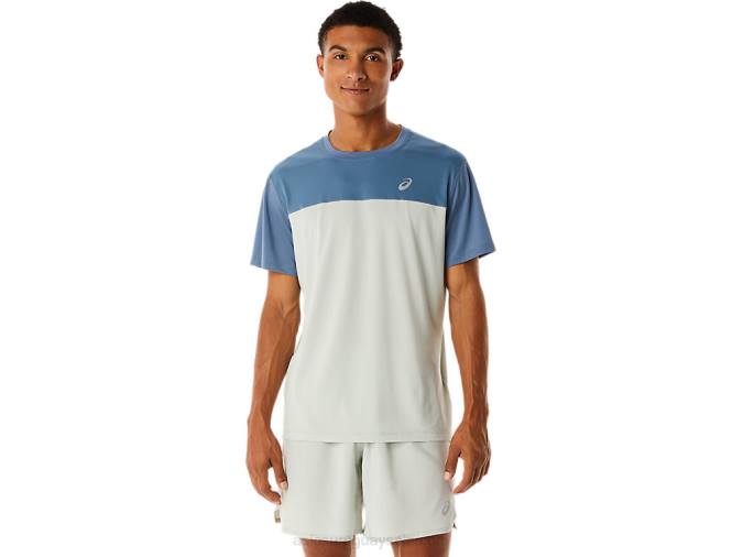 Asics camiseta manga corta hombre azul acero salvia claro rendimiento deportivo - Image 1