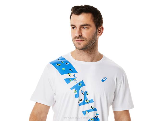 Asics camiseta manga corta hombre costa blanca azul brillante - Image 4