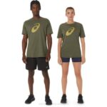 Asics camiseta manga corta pincel lienzo oliva estilo moderno