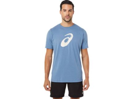 Asics camiseta manga corta pincel tormenta azul estilo y comodidad