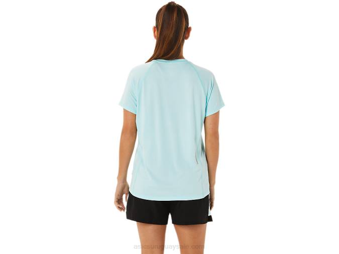 Asics camiseta mujer cuello en v lista brezo azul claro - Image 2