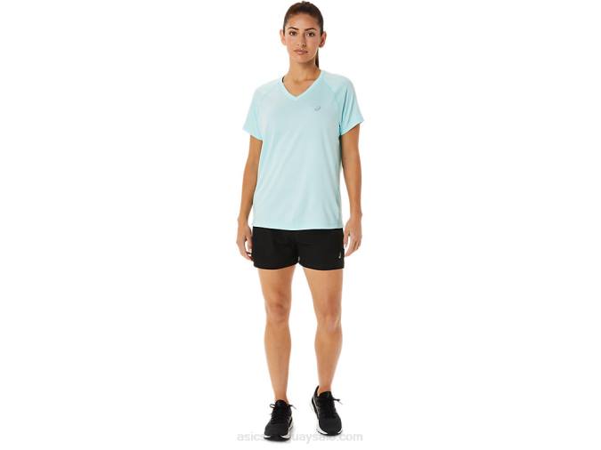 Asics camiseta mujer cuello en v lista brezo azul claro - Image 4