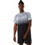 Asics camiseta sin costuras hombre negro rendimiento gris