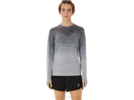 Asics camiseta sin costuras manga larga mujer gris glaciar