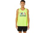 Asics camiseta sin mangas amarilla de seguridad para hombre