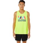 Asics camiseta sin mangas amarilla de seguridad para hombre