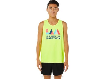 Asics camiseta sin mangas amarilla de seguridad para hombre