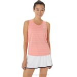 Asics camiseta sin mangas rayas guayaba estilo femenino