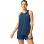 Asics carrera femenina sin mangas azul francés estilo y comodidad