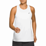 Asics carrera femenina sin mangas blanco brillante estilo y comodidad