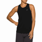 Asics carrera femenina sin mangas rendimiento negro estilo y confort