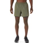 Asics carretera hombre 2-en-1 cortos verde manto negro rendimiento