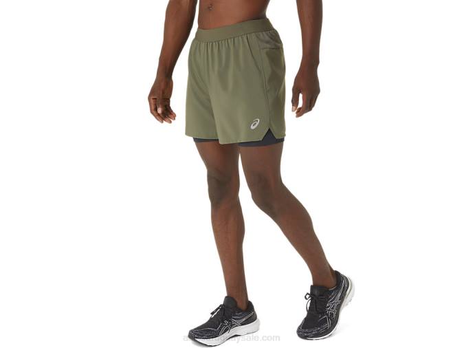 Asics carretera hombre 2-en-1 cortos verde manto negro rendimiento - Image 3