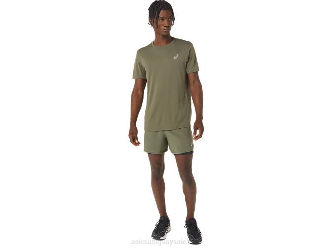 Asics carretera hombre 2-en-1 cortos verde manto negro rendimiento - Image 4