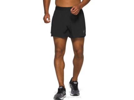 Asics carretera hombre shorts de rendimiento 5in negro 2en1