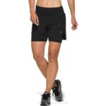 Asics carretera mujer 2 en 1 corto negro rendimiento estiloso