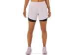 Asics carretera mujer 2n1 short rosa claro rendimiento