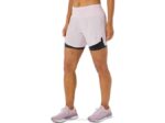 Asics carretera mujer 2n1 short rosa claro rendimiento - Image 3