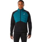 Asics chaqueta de correr de invierno hombre pino terciopelo brezo negro cómoda y ligera