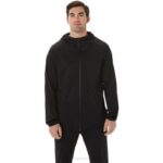 Asics chaqueta de punto cepillado jacquard hombre negro rendimiento activa