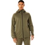 Asics chaqueta de punto jacquard verde actibreeze para hombre