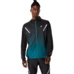 Asics chaqueta lite-show hombre rendimiento negro pino moderno