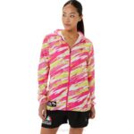 Asics chaqueta mujer brillo rosa elegante y cómoda