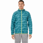 Asics chaqueta plegable hombre pino brumoso yuzu agrio elegante y ligera